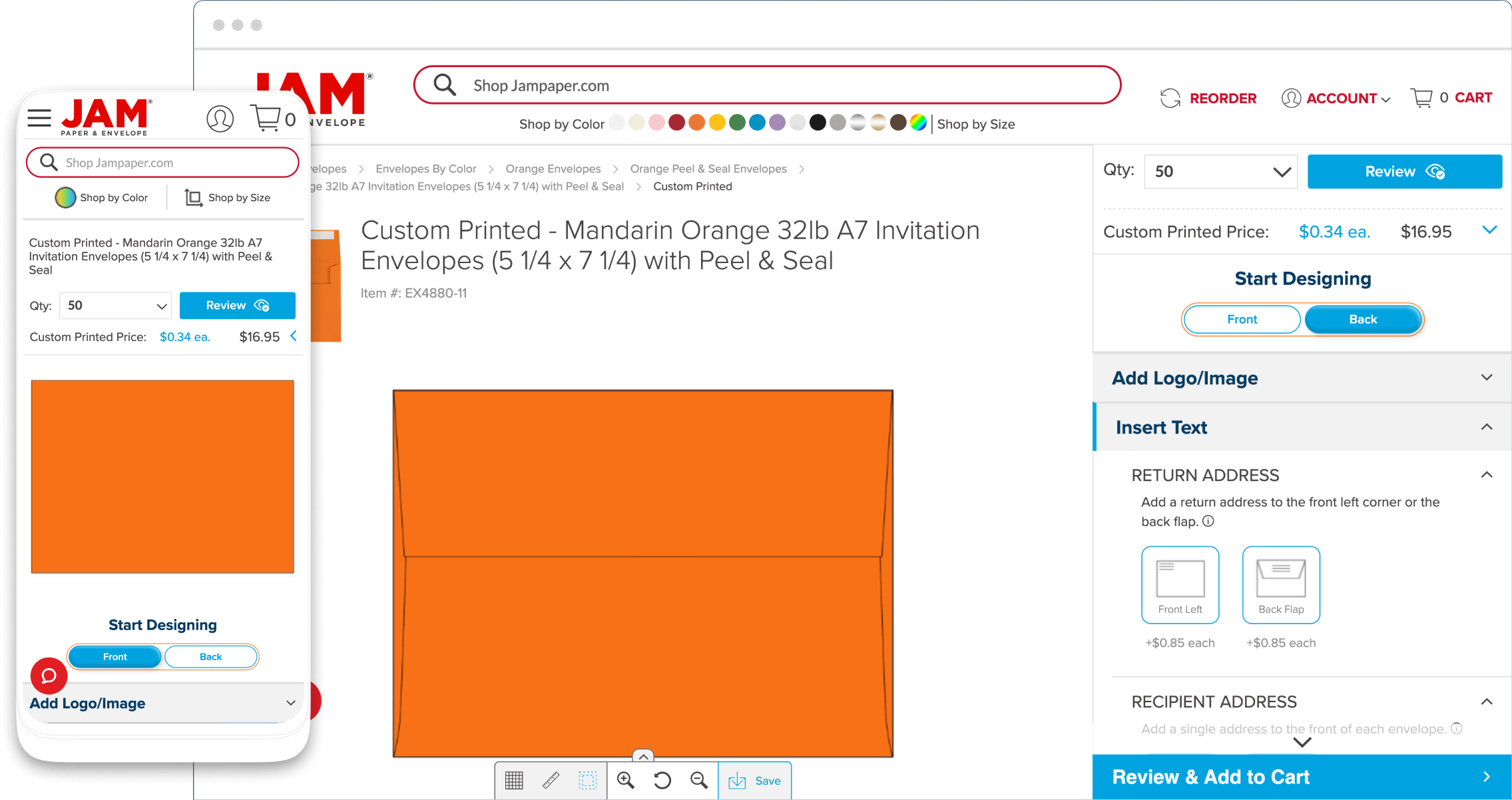 Kadro built a state of the art product customizer for JamPaper from scratch