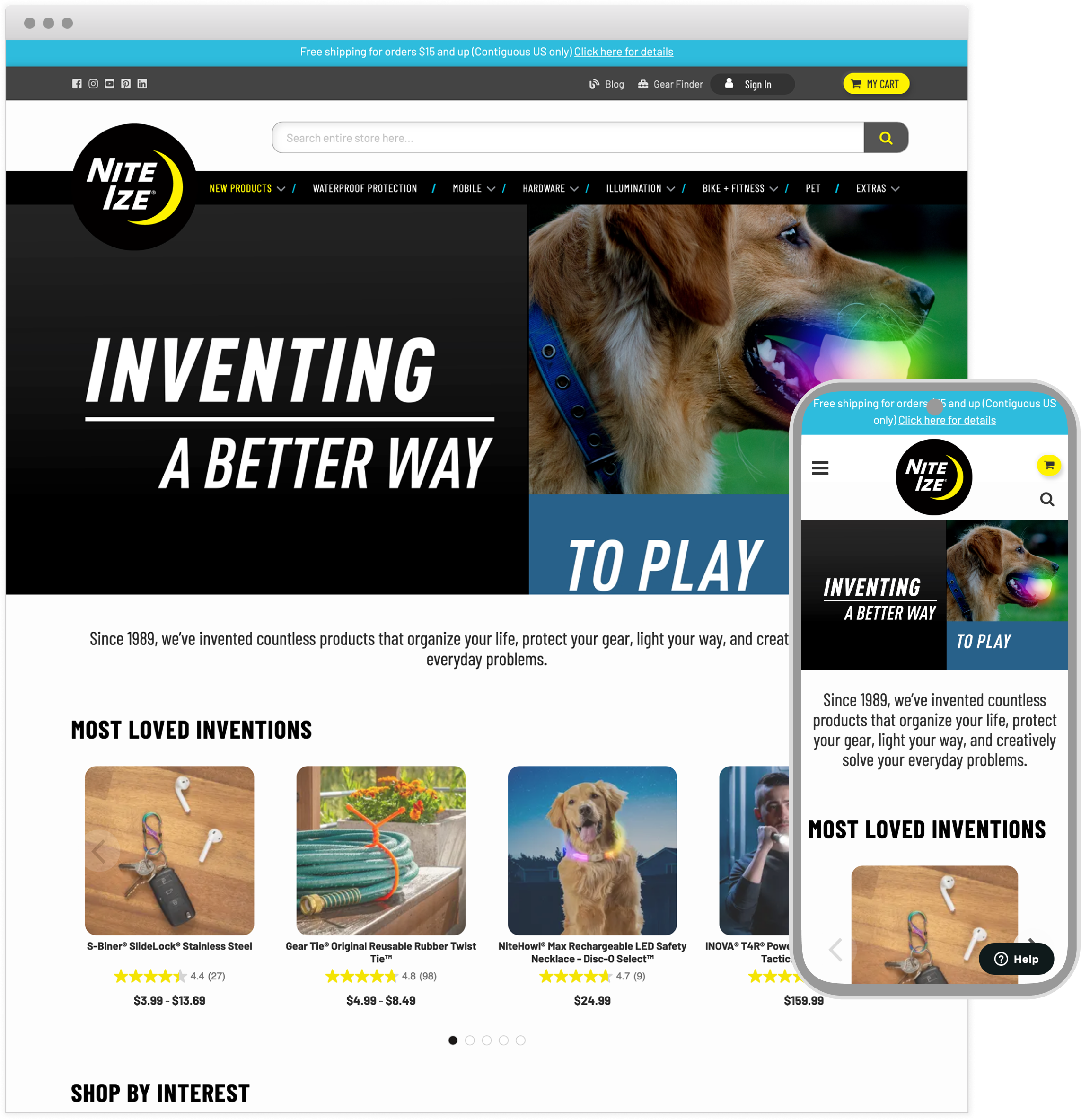 Nite Ize responsive site design